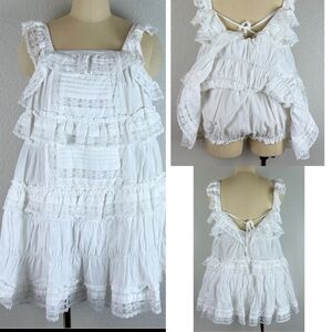 Sleeveless Romper Ruffle Flowy Dress Loose Mini Dress with Built-in Shorts Small